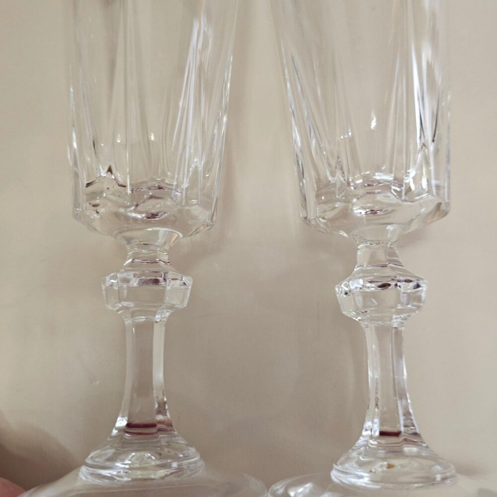 2 Princess House Esprit Crystal  Champagne Flutes 7" Glasses elegant cut glass - Picture 6 of 6